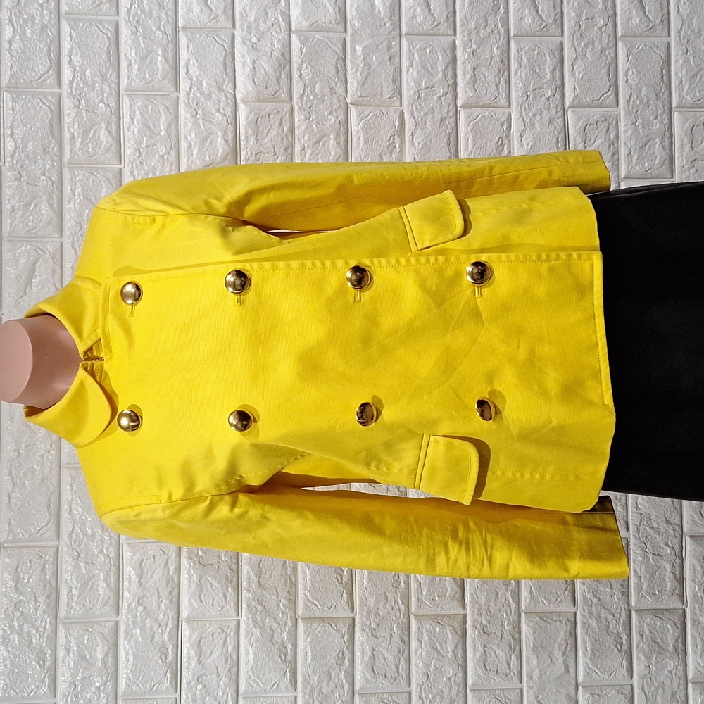 J. CREW Yellow Trudy Double Breasted Short Trench Jacket
